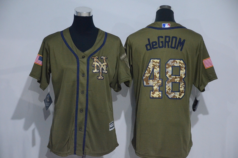 Womens 2017 MLB New York Mets #48 DeGrom Green Salute to Service Stitched Baseball Jersey
